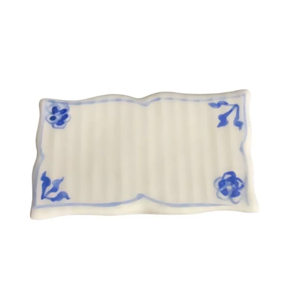 Name Place Tag Holders Fine Bone China Vintage White Blue Table Setting Set of 8